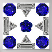Diamond Sapphire Gemstone Art, Blue Poster (Voorkant)