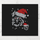 Diamond Schnauzer Hond Kerstmis Sparkling Wijnetiket (Enkel label)