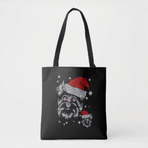 Diamond Schnauzer Hond Kerstmis Tote Bag
