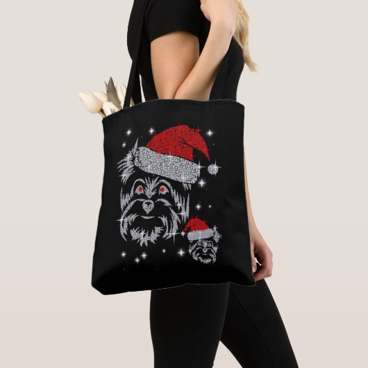 Diamond Schnauzer Hond Kerstmis Tote Bag (Dichtbij)