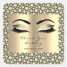 Diamond Sepia Glitter Gold Lash Eyes Bedankt Vierkante Sticker