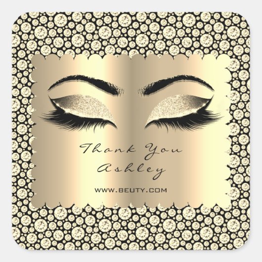 Diamond Sepia Glitter Gold Lash Eyes Bedankt Vierkante Sticker (Voorkant)