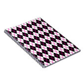 Diamond Shape Argyle Print Black and Pink Notitieboek (Rechterzijde)