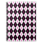 Diamond Shape Argyle Print Black and Pink Notitieboek (Voorkant)