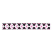 Diamond Shape Argyle Print Black Pink Ribbon Grosgrain Lint (Voorkant)