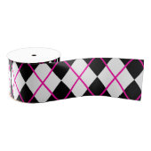 Diamond Shape Argyle Print Black Pink Ribbon Grosgrain Lint (Spoel)