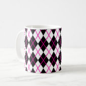 Diamond Shape Argyle Print Cup Mug Black Pink Koffiemok (Voorkant links)