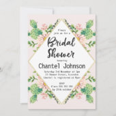 Diamond Shape Cactus Bridal Shower Invitation Kaart (Voorkant)