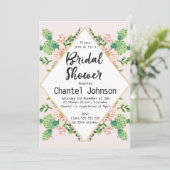 Diamond Shape Cactus Bridal Shower Invitation Kaart (Staand voorkant)