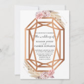 Diamond Shape Dried Pampas Grass Floral Wedding Kaart (Voorkant)