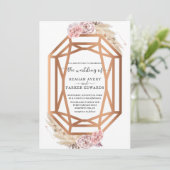 Diamond Shape Dried Pampas Grass Floral Wedding Kaart (Staand voorkant)