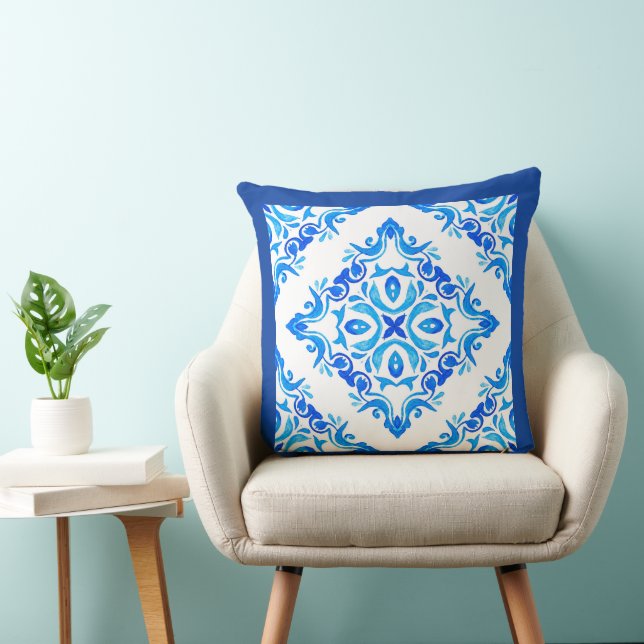 Diamond Shaped Blue en White Delft China Kussen (Stoel)