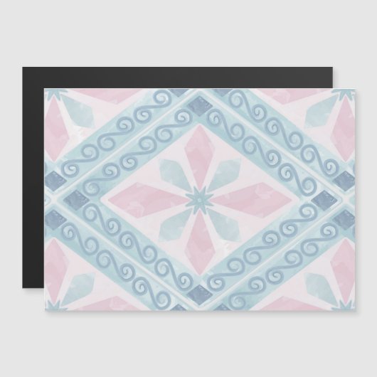 diamond shaped blue pattern magnetische uitnodiging (Voorkant / Achterkant)