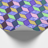 Diamond-Shaped Hexagon Blue Glitter Cadeaupapier (Hoek)