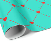 Diamond Shaped Red Heart & Line Art Cadeaupapier (Rol Hoek)