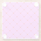 Diamond Shaped Red Heart & Line Art Glazen Onderzetter (Achterkant)