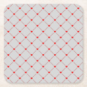 Diamond Shaped Red Heart & Line Art Kartonnen Onderzetters (Voorkant)