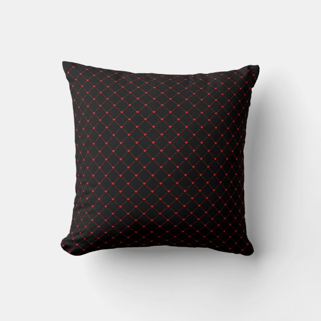 Diamond Shaped Red Heart & Line Art Kussen (Voorkant)