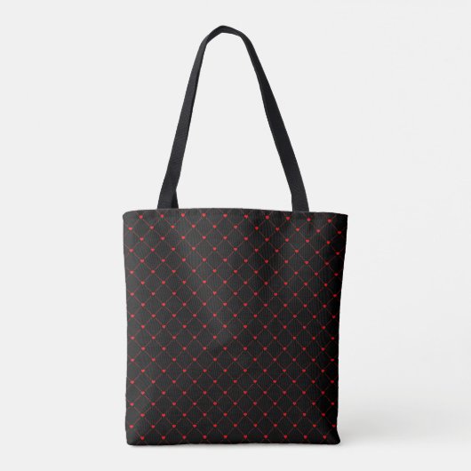 Diamond Shaped Red Heart & Line Art Tote Bag (Achterkant)