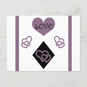 Diamond Shapes and Paars Hearts "Love" Briefkaart