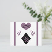 Diamond Shapes and Paars Hearts "Love" Briefkaart (Staand voorkant)