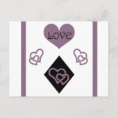 Diamond Shapes and Paars Hearts "Love" Briefkaart (Voorkant)