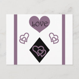 Diamond Shapes and Paars Hearts "Love" Briefkaart