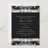 Diamond Silver Black 25th Jubileum Invite Kaart (Achterkant)
