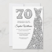Diamond Silver Dress Womans 70e verjaardag Kaart (Voorkant)