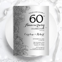 Diamond Silver Floral 60ste verjaardag