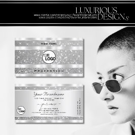 Diamond Silver Glitter Sparkle Stars Logo Elegant Visitekaartje