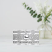 Diamond Silver Glitter Sparkle Stars Logo Elegant Visitekaartje (Staand voorkant)