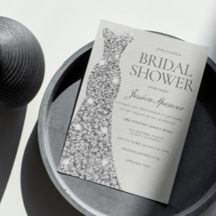 Diamond Silver Shimmer Dress Gown Vrijgezellenfees Kaart