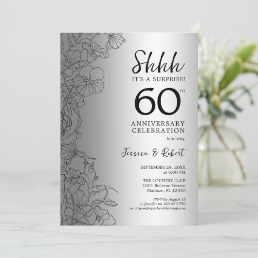 Diamond Silver Surprise 60e Jubileum Kaart (Staand voorkant)