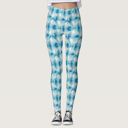 Diamond Sky Blue Pattern Leggings (Voorkant)