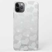 Diamond Small Heart Pattern, DIY Name, Silver Hoes iPhone Hoesje (Achterkant)