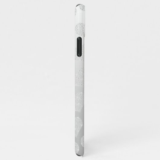 Diamond Small Heart Pattern, DIY Name, Silver Hoes iPhone Hoesje (Rechterkant)