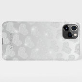 Diamond Small Heart Pattern, DIY Name, Silver Hoes iPhone Hoesje (Achterkant horizontaal)