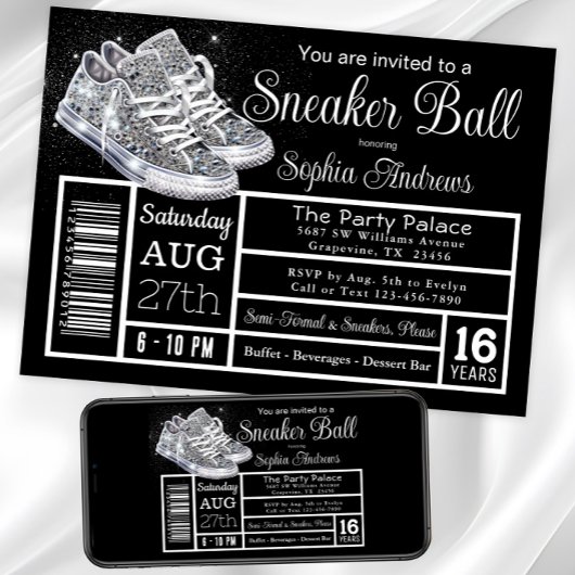 Diamond Sneaker Ball Verjaardagsfeest Kaart