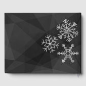 Diamond Sneeuwvlok op Zwart Bruiloft Gastenboek (Achterkant)