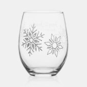 Diamond Snowflake Clear Wedding Wijnglas Zonder Voet (Achterkant)