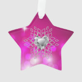 Diamond Snowflake Heart Fuschia Ornament (achterkant)
