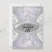 Diamond Snowflake Paarse Winter Wonderland Sweet16 Kaart (Voorkant)