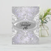 Diamond Snowflake Paarse Winter Wonderland Sweet16 Kaart (Staand voorkant)