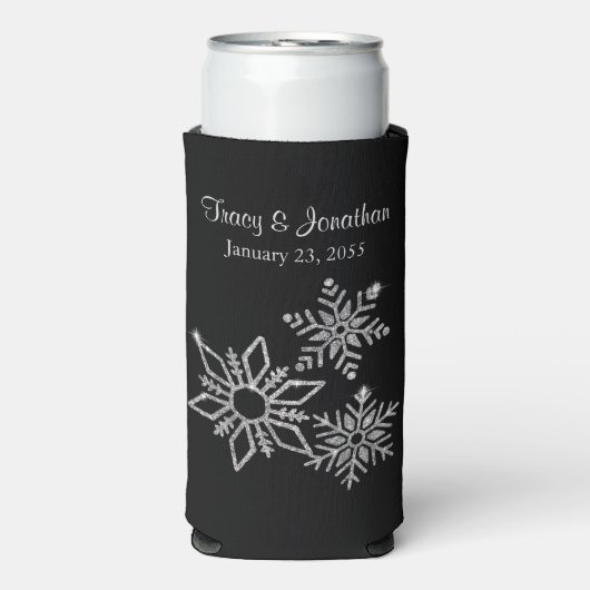 Diamond Snowflake Wedding Seltzer Blikjeskoeler (Seltzer Voorkant)