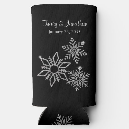 Diamond Snowflake Wedding Seltzer Blikjeskoeler (Achterkant)