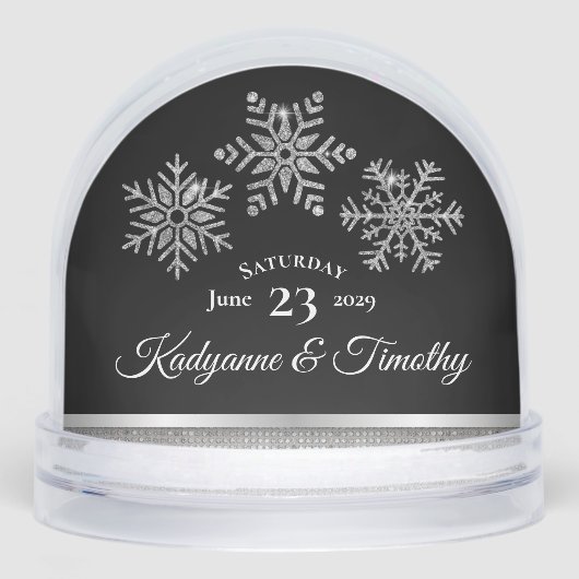 Diamond Snowflake Wedding Sneeuwbol (Voorkant)