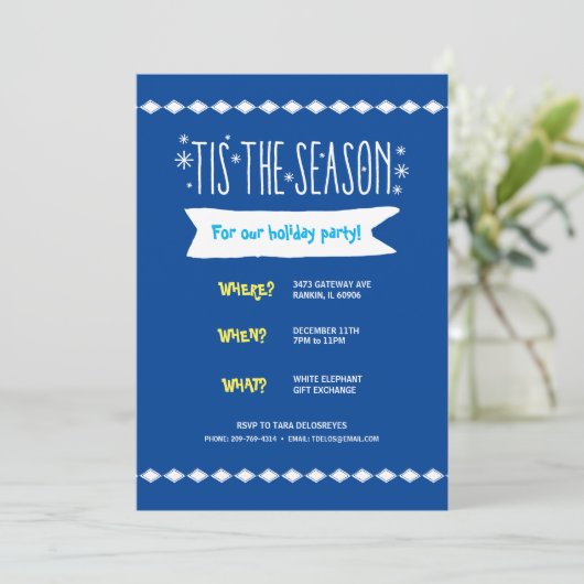 Diamond Snowflake Whoville Holiday Invitation Kaart (Staand voorkant)