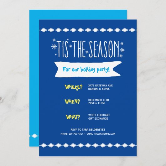 Diamond Snowflake Whoville Holiday Invitation Kaart (Voorkant / Achterkant)