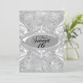 Diamond Snowflake Winter Wonderland Sweet 16 Kaart (Staand voorkant)